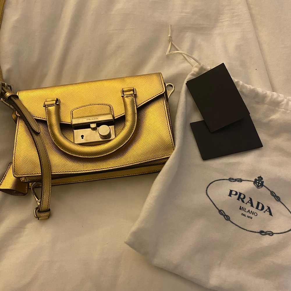 Prada gold shoulder bag